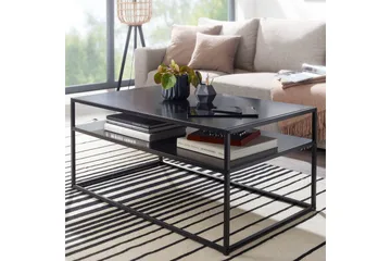 Sofabord Wohnling metall rektangulær med brett, moderne stil Svart - Svart - Møbler - Bord - Sofabord & salongbord