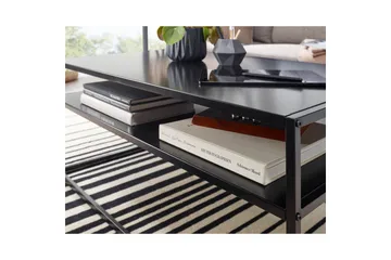 Sofabord Wohnling metall rektangulær med brett, moderne stil Svart - Svart - Møbler - Bord - Sofabord & salongbord