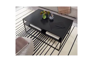 Sofabord Wohnling metall rektangulær med brett, moderne stil Svart - Svart - Møbler - Bord - Sofabord & salongbord