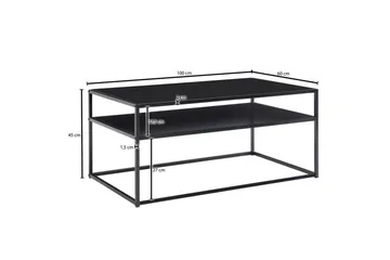 Sofabord Wohnling metall rektangulær med brett, moderne stil Svart - Svart - Møbler - Bord - Sofabord & salongbord