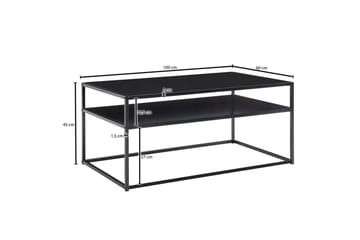 Sofabord Wohnling metall rektangulær med brett, moderne stil Svart - Svart - Møbler - Bord - Sofabord & salongbord