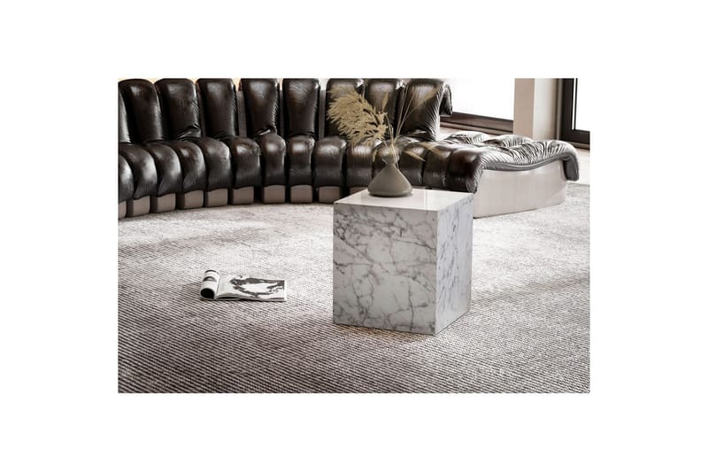 Sofabord Wohnling MONOBLOC marmorlook 40x40x45 cm, moderne stil Marmor Hvit - Marmor Hvit - Møbler - Bord - Sofabord & salongbord