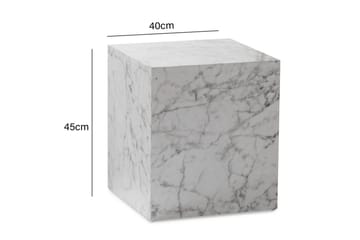 Sofabord Wohnling MONOBLOC marmorlook 40x40x45 cm, moderne stil Marmor Hvit - Marmor Hvit - Møbler - Bord - Sofabord & salongbord
