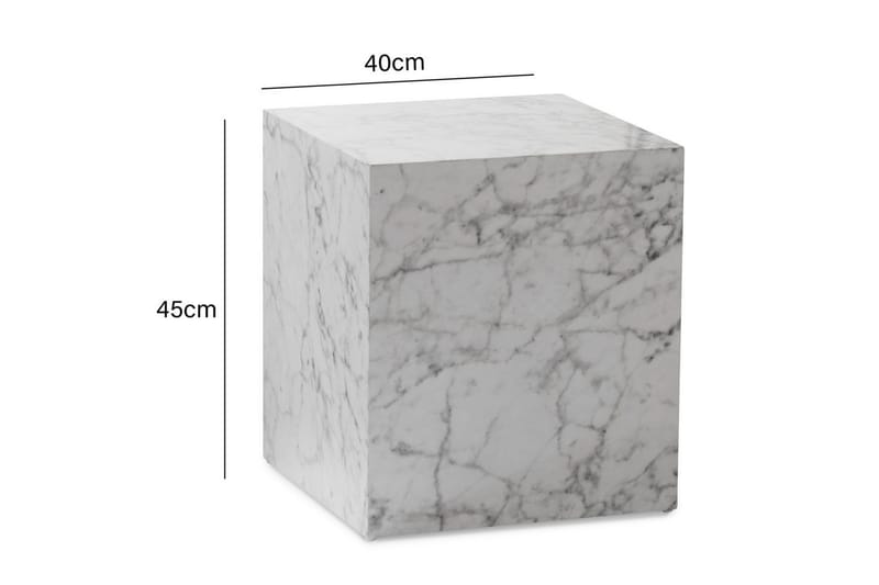 Sofabord Wohnling MONOBLOC marmorlook 40x40x45 cm, moderne stil Marmor Hvit - Marmor Hvit - Møbler - Bord - Sofabord & salongbord