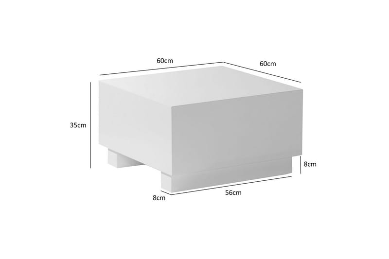 Sofabord Wohnling MONOBLOC moderne look, 60x60x35 cm, løperben Hvit - Hvit - Møbler - Bord - Sofabord & salongbord