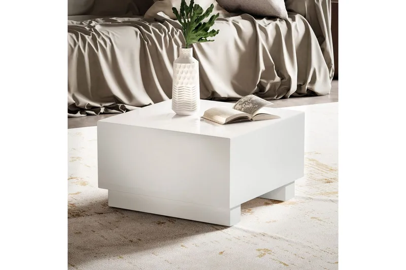 Sofabord Wohnling MONOBLOC moderne look, 60x60x35 cm, løperben Hvit - Hvit - Møbler - Bord - Sofabord & salongbord