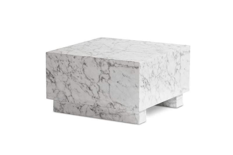 Sofabord Wohnling MONOBLOC moderne look, 60x60x35 cm, løperben Marmor Hvit - Marmor Hvit - Møbler - Bord - Sofabord & salongbord