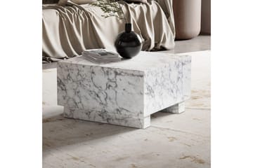Sofabord Wohnling MONOBLOC moderne look, 60x60x35 cm, løperben Marmor Hvit - Marmor Hvit - Møbler - Bord - Sofabord & salongbord