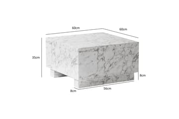 Sofabord Wohnling MONOBLOC moderne look, 60x60x35 cm, løperben Marmor Hvit - Marmor Hvit - Møbler - Bord - Sofabord & salongbord