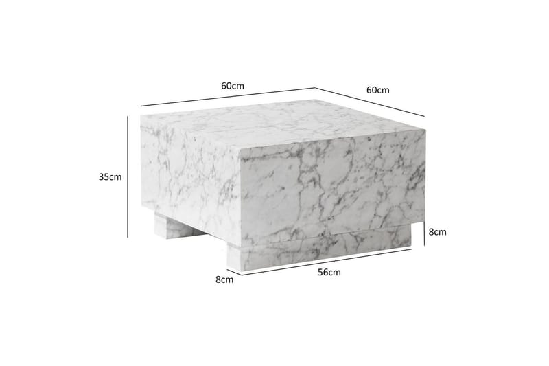 Sofabord Wohnling MONOBLOC moderne look, 60x60x35 cm, løperben Marmor Hvit - Marmor Hvit - Møbler - Bord - Sofabord & salongbord
