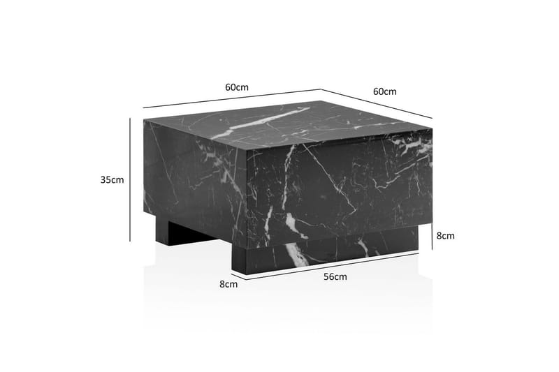Sofabord Wohnling MONOBLOC moderne look, 60x60x35 cm, løperben Svart marmor - Svart marmor - Møbler - Bord - Sofabord & salongbord