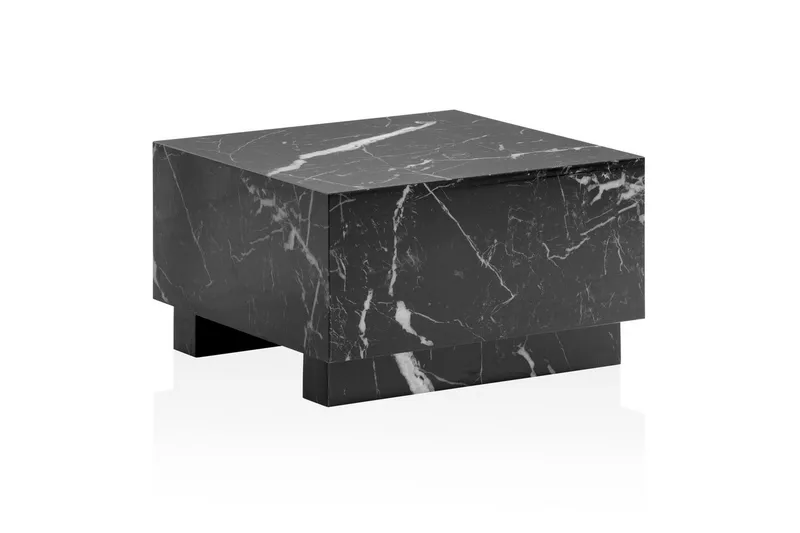 Sofabord Wohnling MONOBLOC moderne look, 60x60x35 cm, løperben Svart marmor, Svart marmor
