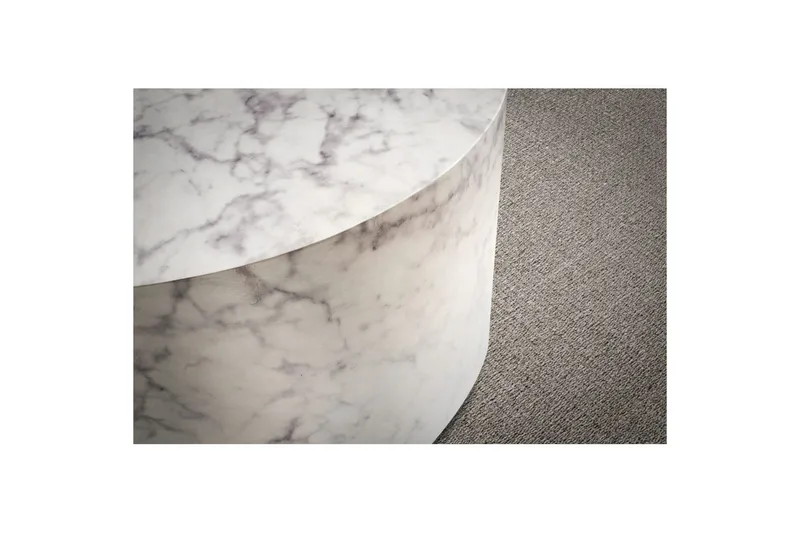 Sofabord Wohnling MONOBLOC rund 60 cm, moderne stil Marmor Hvit - Marmor Hvit - Møbler - Bord - Sofabord & salongbord