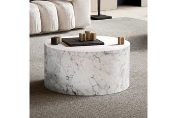 Sofabord Wohnling MONOBLOC rund 60 cm, moderne stil Marmor Hvit - Marmor Hvit - Møbler - Bord - Sofabord & salongbord