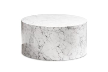 Sofabord Wohnling MONOBLOC rund 60 cm, moderne stil Marmor Hvit