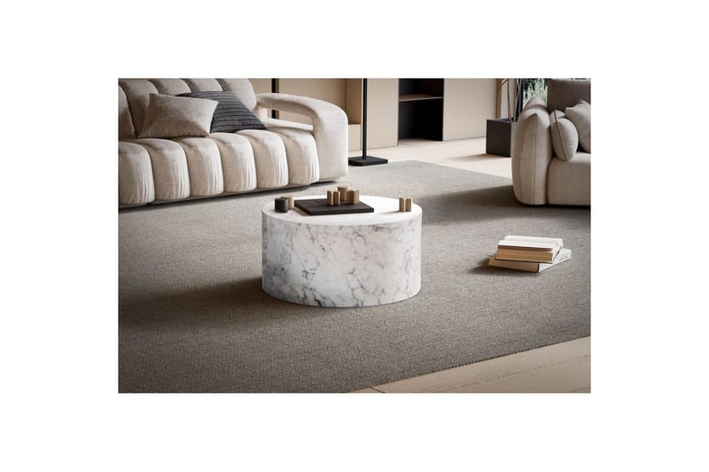 Sofabord Wohnling MONOBLOC rund 60 cm, moderne stil Marmor Hvit - Marmor Hvit - Møbler - Bord - Sofabord & salongbord