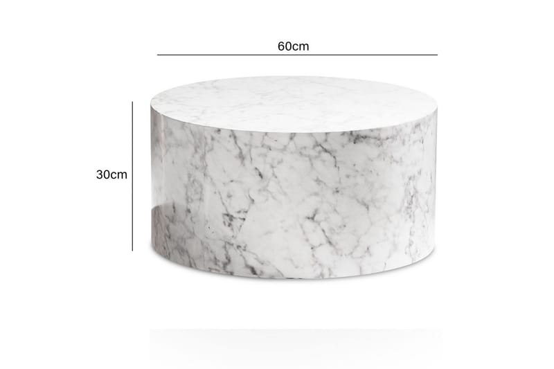 Sofabord Wohnling MONOBLOC rund 60 cm, moderne stil Marmor Hvit - Marmor Hvit - Møbler - Bord - Sofabord & salongbord