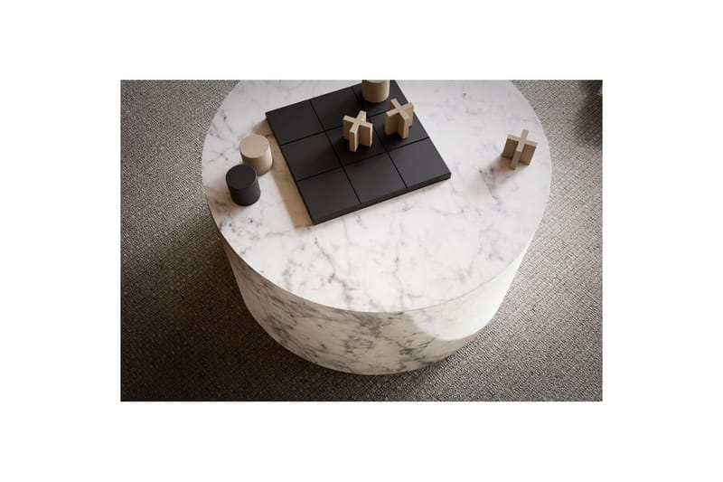 Sofabord Wohnling MONOBLOC rund 60 cm, moderne stil Marmor Hvit - Marmor Hvit - Møbler - Bord - Sofabord & salongbord