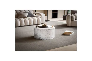 Sofabord Wohnling MONOBLOC rund 60 cm, moderne stil Marmor Hvit - Marmor Hvit - Møbler - Bord - Marmorbord