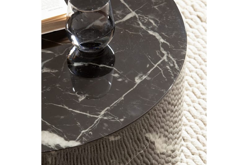 Sofabord Wohnling MONOBLOC rund 60 cm, moderne stil Svart marmor - Svart marmor - Møbler - Bord - Sofabord & salongbord
