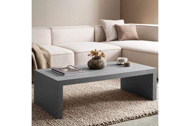 Sofabord Wohnling rektangulær 110 cm, steinoptikk, moderne utseende Grå - Grå - Møbler - Bord - Sofabord & salongbord