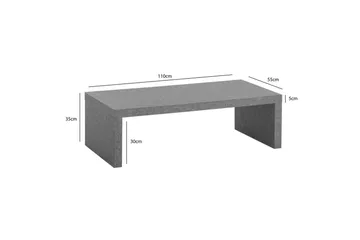 Sofabord Wohnling rektangulær 110 cm, steinoptikk, moderne utseende Grå - Grå - Møbler - Bord - Sofabord & salongbord