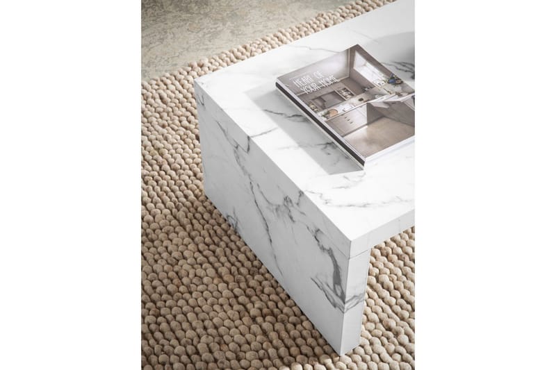 Sofabord Wohnling rektangulær 110 cm, steinoptikk, moderne utseende Marmor Hvit - Marmor Hvit - Møbler - Bord - Sofabord & salongbord