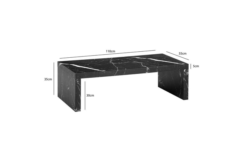 Sofabord Wohnling rektangulær 110 cm, steinoptikk, moderne utseende Svart marmor - Svart marmor - Møbler - Bord - Sofabord & salongbord