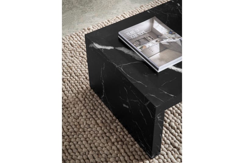 Sofabord Wohnling rektangulær 110 cm, steinoptikk, moderne utseende Svart marmor - Svart marmor - Møbler - Bord - Sofabord & salongbord