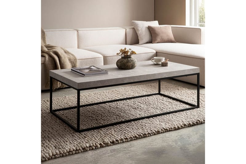 Sofabord Wohnling rektangulær 120 cm, steinoptikk, moderne utseende Beige - Beige - Møbler - Bord - Sofabord & salongbord