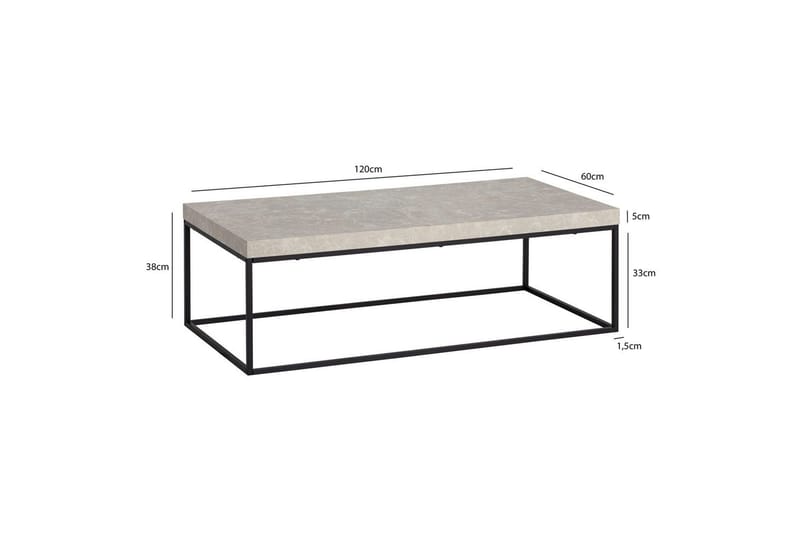 Sofabord Wohnling rektangulær 120 cm, steinoptikk, moderne utseende Beige - Beige - Møbler - Bord - Sofabord & salongbord