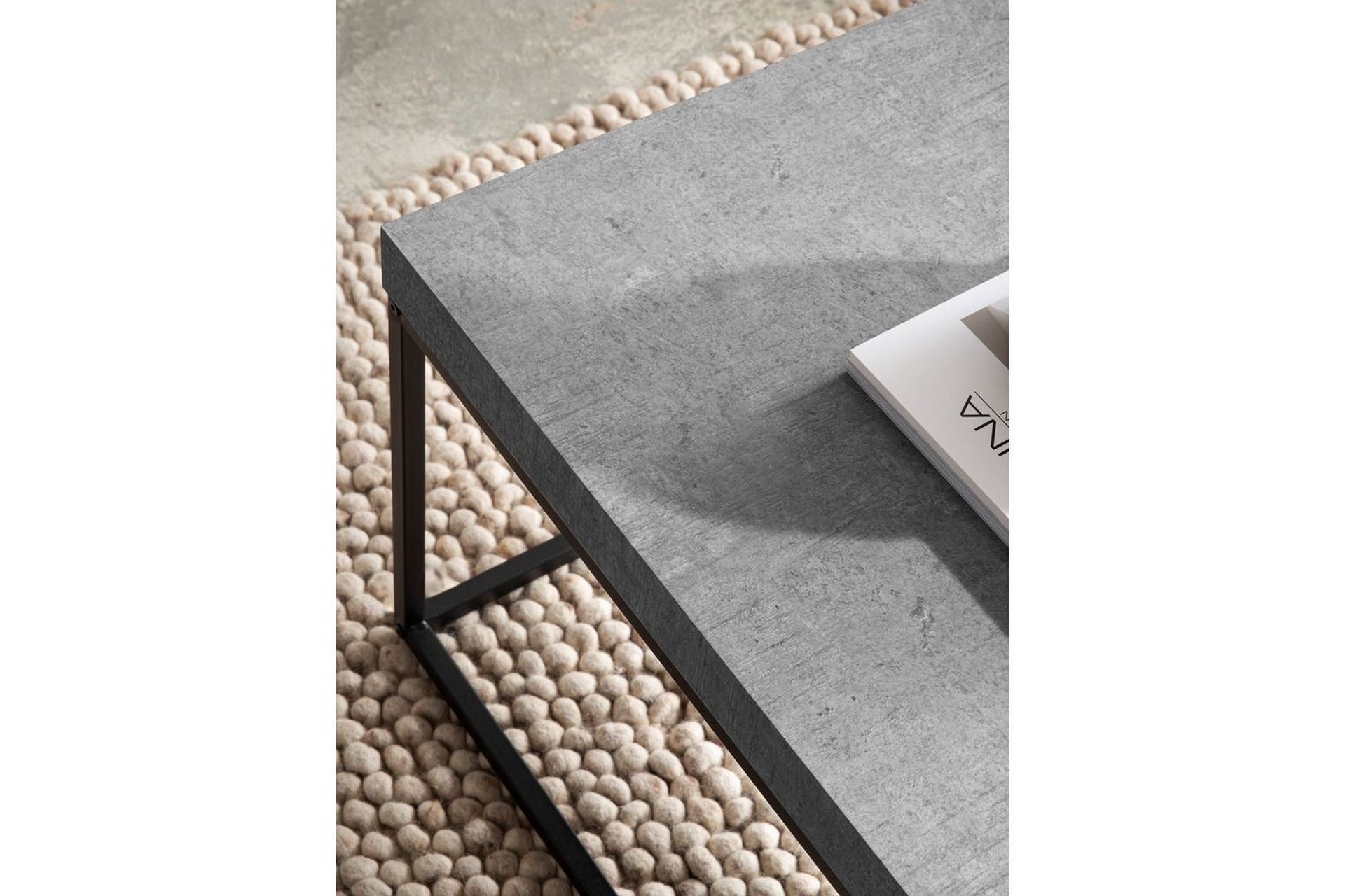 Sofabord Wohnling rektangulær 120 cm, steinoptikk, moderne utseende Grå - Grå - Møbler - Bord - Sofabord & salongbord