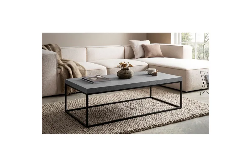 Sofabord Wohnling rektangulær 120 cm, steinoptikk, moderne utseende Grå - Grå - Møbler - Bord - Sofabord & salongbord