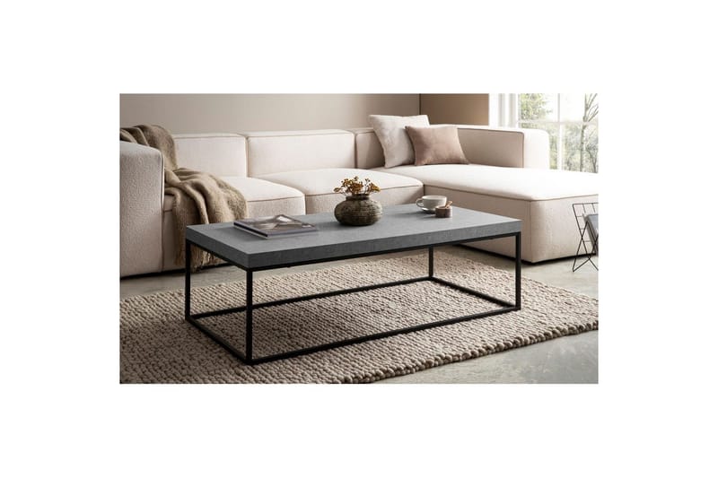 Sofabord Wohnling rektangulær 120 cm, steinoptikk, moderne utseende Grå - Grå - Møbler - Bord - Sofabord & salongbord