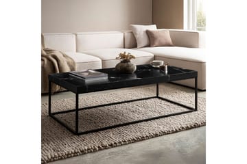 Sofabord Wohnling rektangulær 120 cm, steinoptikk, moderne utseende Svart marmor - Svart marmor - Møbler - Bord - Sofabord & salongbord