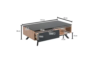 Sofabord Wohnling Rektangulær MDF, eikeutseende med stor skuffebakke, moderne utseende - Møbler - Bord - Sofabord & salongbord