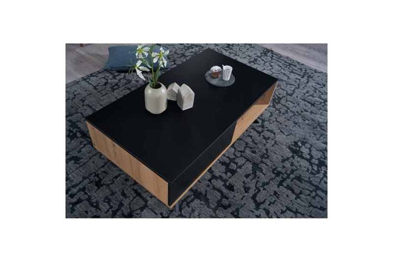 Sofabord Wohnling Rektangulær MDF, eikeutseende med stor skuffebakke, moderne utseende - Møbler - Bord - Sofabord & salongbord