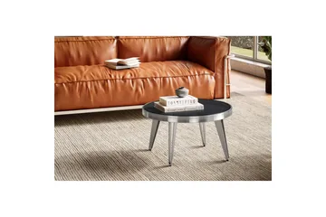 Sofabord Wohnling Rund 60 cm Sikkerhetsglass Matt Sølv 4 Beins Metallramme Moderne - Møbler - Bord - Sofabord & salongbord