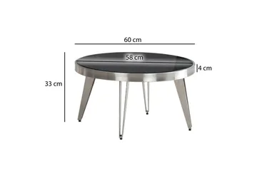 Sofabord Wohnling Rund 60 cm Sikkerhetsglass Matt Sølv 4 Beins Metallramme Moderne - Møbler - Bord - Sofabord & salongbord