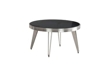 Sofabord Wohnling Rund 60 cm Sikkerhetsglass Matt Sølv 4 Beins Metallramme Moderne - Møbler - Bord - Sofabord & salongbord
