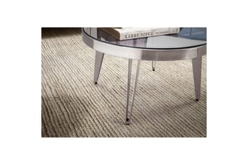 Sofabord Wohnling Rund 60 cm Sikkerhetsglass Matt Sølv 4 Beins Metallramme Moderne - Møbler - Bord - Sofabord & salongbord