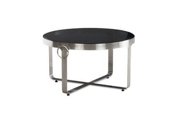 Sofabord Wohnling Rund 60 cm Sikkerhetsglass Matt Sølv Metallramme Moderne - Møbler - Bord - Sofabord & salongbord