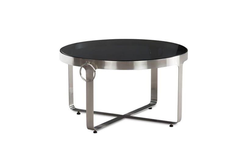 Sofabord Wohnling Rund 60 cm Sikkerhetsglass Matt Sølv Metallramme Moderne - Møbler - Bord - Sofabord & salongbord