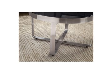 Sofabord Wohnling Rund 60 cm Sikkerhetsglass Matt Sølv Metallramme Moderne - Møbler - Bord - Sofabord & salongbord