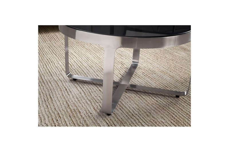 Sofabord Wohnling Rund 60 cm Sikkerhetsglass Matt Sølv Metallramme Moderne - Møbler - Bord - Sofabord & salongbord