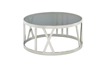 Sofabord Wohnling Rund 60 cm Sikkerhetsglass Romertall Krom Moderne - Møbler - Bord - Sofabord & salongbord