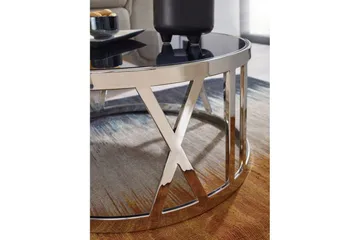 Sofabord Wohnling Rund 60 cm Sikkerhetsglass Romertall Krom Moderne - Møbler - Bord - Sofabord & salongbord