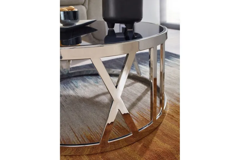 Sofabord Wohnling Rund 60 cm Sikkerhetsglass Romertall Krom Moderne - Møbler - Bord - Sofabord & salongbord