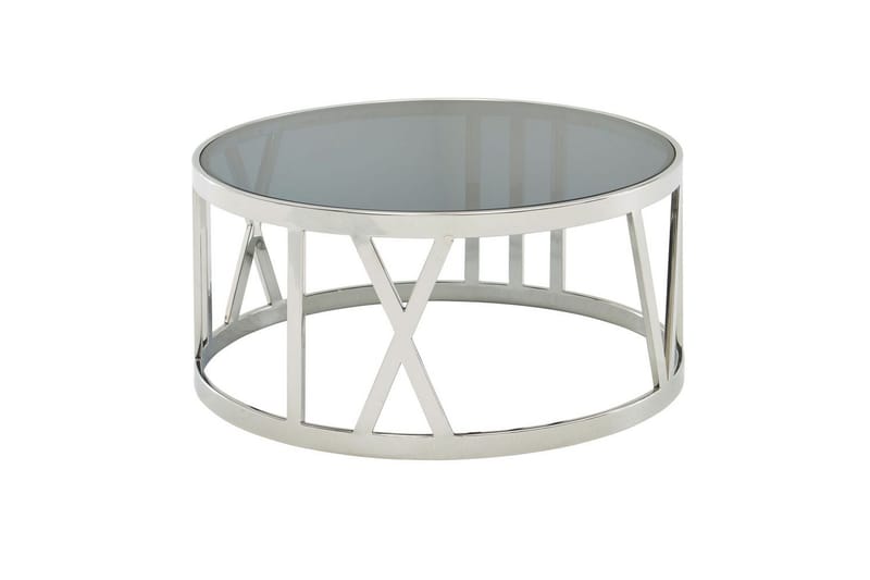 Sofabord Wohnling Rund 60 cm Sikkerhetsglass Romertall Krom Moderne - Møbler - Bord - Sofabord & salongbord