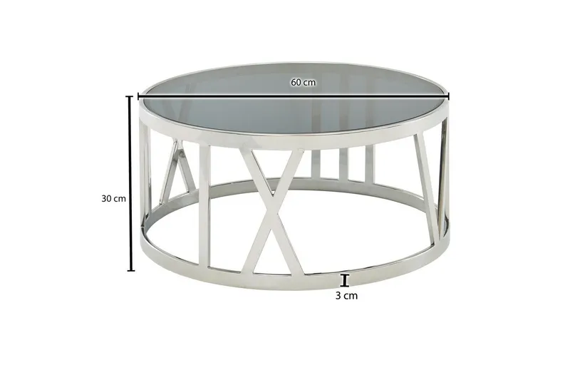 Sofabord Wohnling Rund 60 cm Sikkerhetsglass Romertall Krom Moderne - Møbler - Bord - Sofabord & salongbord